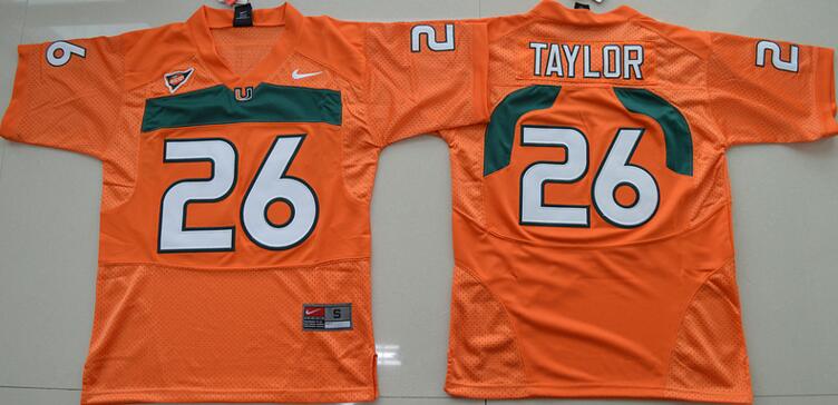 Miami Hurricanes 26 Sean Taylor orange men NCAA college Football Jerseys