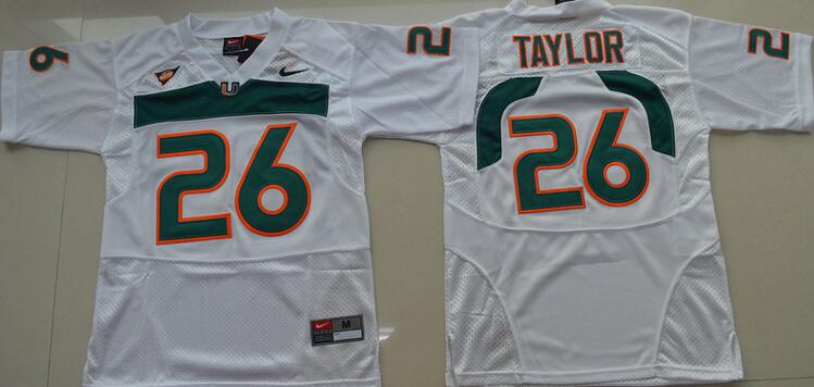 Miami Hurricanes 26 Sean Taylor white men NCAA college Football Jerseys