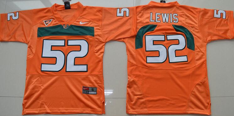 Miami Hurricanes 52 Ray Lewis orange  men NCAA college Football Jerseys