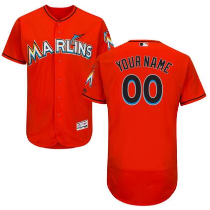 Miami Marlins Majestic Alternate Fire Red Flex Base Authentic Collection Custom Jersey