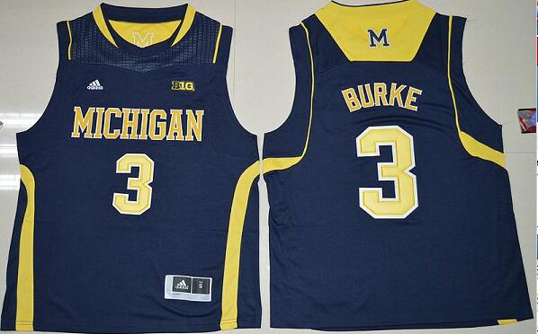Michigan Wolverines Trey Burke 3 College Basketball Jerseys - Navy Blue
