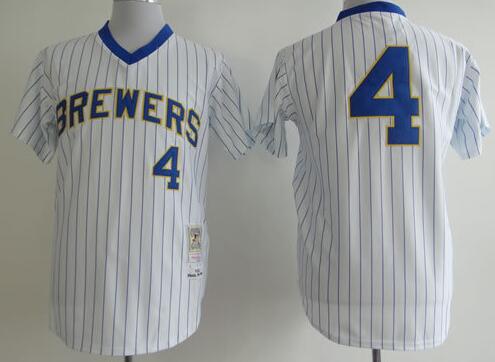 Milwankee Brewers 4 Paul Molitor throwback white blue stripe men baseball mlb jerseys