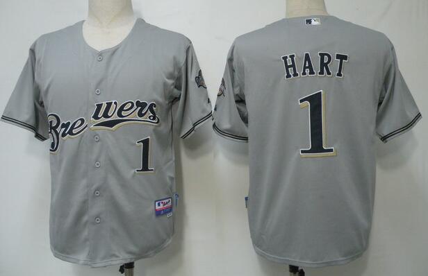 Milwaukee Brewers 1 Hart Grey men baseball MLB Jerseys