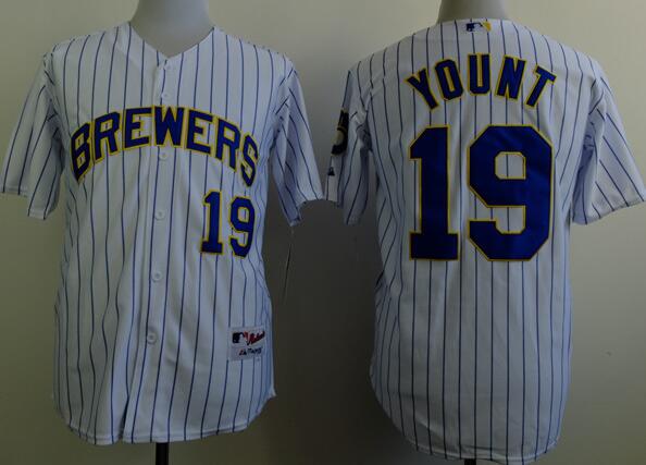 Milwaukee Brewers 19 Robin Yount White blue men baseball mlb Jerseys