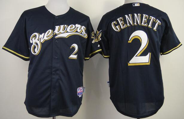 Milwaukee Brewers 2 Scooter Gennett blue men baseball mlb Jerseys