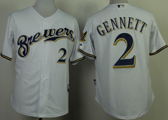 Milwaukee Brewers 2 Scooter Gennett white men baseball mlb Jerseys