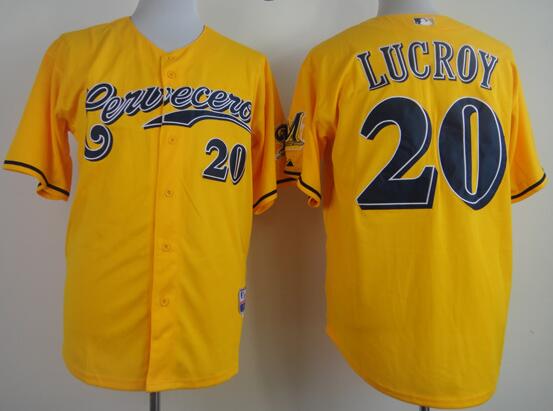 Milwaukee Brewers 20 Jonathan Lucroy Yellow men baseball mlb Jerseys