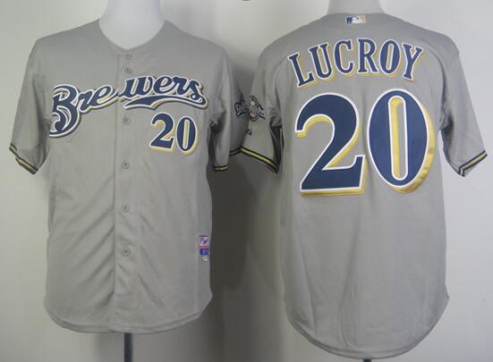 Milwaukee Brewers 20 Jonathan Lucroy grey men baseball MLB Jerseys