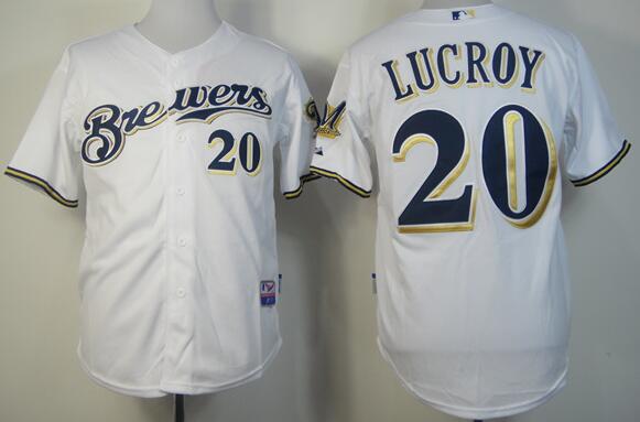 Milwaukee Brewers 20 Jonathan Lucroy white men baseball MLB Jerseys