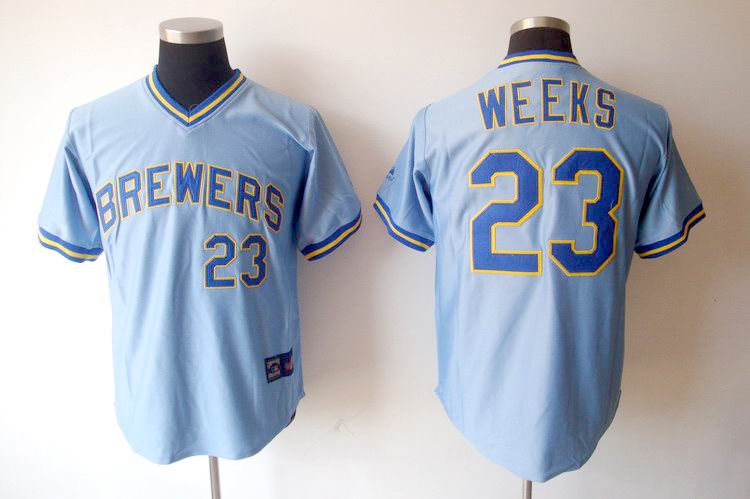 Milwaukee Brewers 23 Rickie Weeks men baseball mlb Jerseys Blue