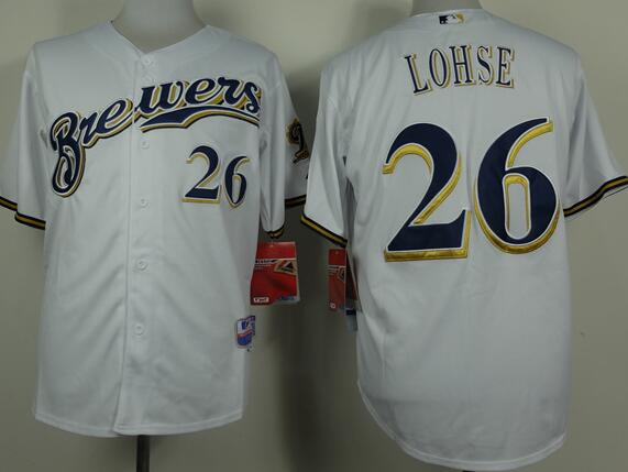 Milwaukee Brewers 26 Kyle Lohse white mlb baseball jerseys