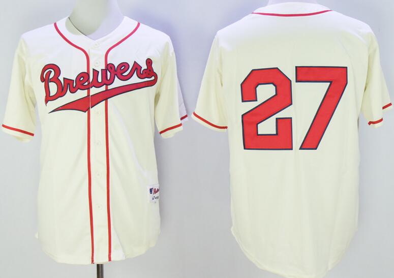 Milwaukee Brewers 27 GOMEZ beige men baseball Jerseys