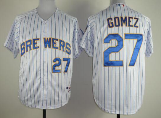 Milwaukee Brewers 27 GOMEZ white stripe men mlb baseball jerseys