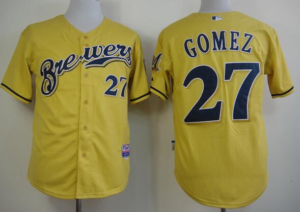 Milwaukee Brewers 27 GOMEZ yellow men mlb baseball jerseys