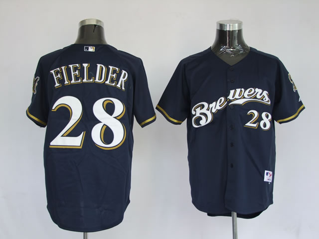 Milwaukee Brewers 28 Prince Fielder Blue men baseball mlb Jerseys