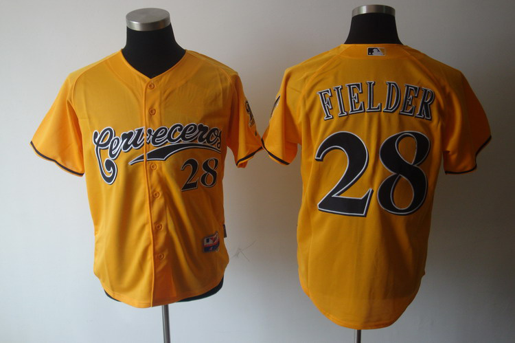 Milwaukee Brewers 28 Prince Fielder yellow men baseball mlb Jerseys