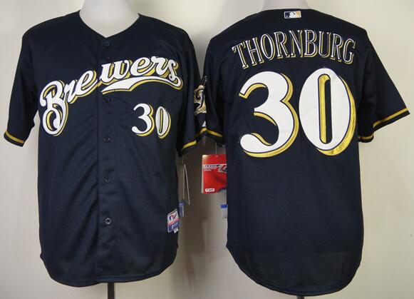 Milwaukee Brewers 30 Tyler Thornburg dark blue mlb jersey