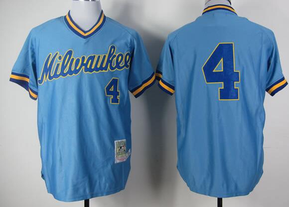 Milwaukee Brewers 4 Paul Molitor Blue men baseball mlb jersey