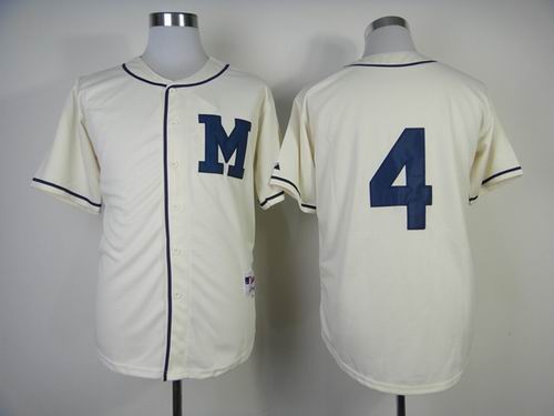 Milwaukee Brewers 4 white blank  men baseball mlb jerseys