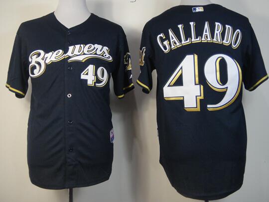 Milwaukee Brewers 49 Yovani Gallardo BLUE men baseball mlb jersey