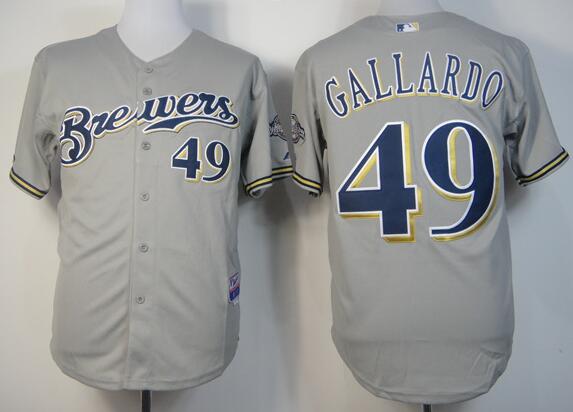 Milwaukee Brewers 49 Yovani Gallardo Grey men baseball mlb Jerseys