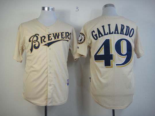 Milwaukee Brewers 49 Yovani Gallardo beige men baseball mlb Jerseys