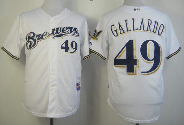 Milwaukee Brewers 49 Yovani Gallardo white men baseball mlb Jerseys