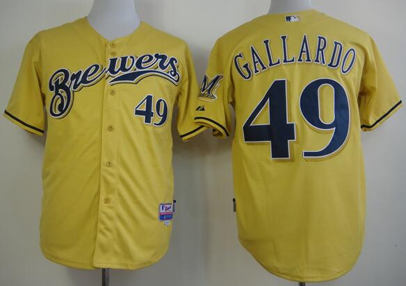 Milwaukee Brewers 49 Yovani Gallardo yellow men baseball mlb Jerseys