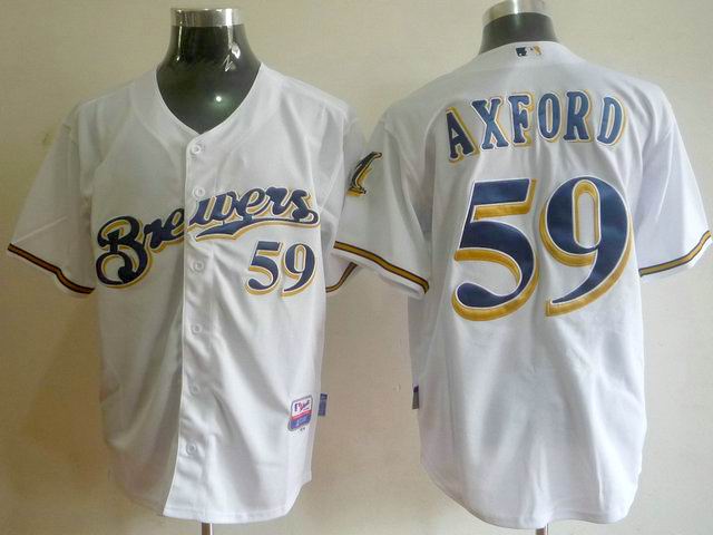 Milwaukee Brewers 59 John Axford White men baseball mlb Jersey