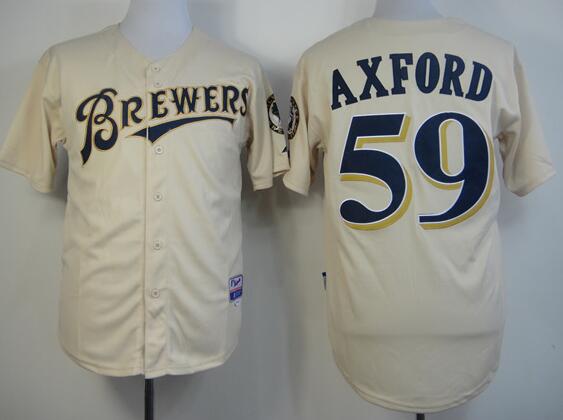 Milwaukee Brewers 59 John Axford beige men baseball mlb Jersey