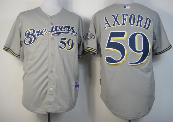 Milwaukee Brewers 59 John Axford grey men baseball mlb Jersey