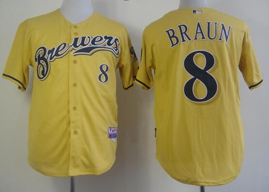 Milwaukee Brewers 8 BRAUN Alternate Cool Base men baseball mlb Jersey