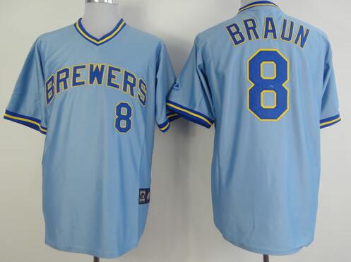 Milwaukee Brewers 8 Ryan Braun Light Blue men men baseball mlb Jerseys