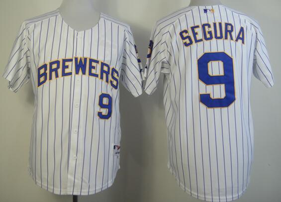 Milwaukee Brewers 9 Jean Segura white stripe Authentic men baseball MLB Jerseys