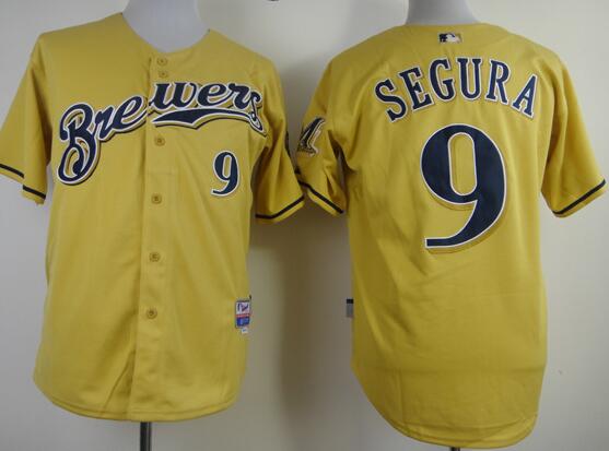 Milwaukee Brewers 9 Segura yellow men baseball mlb Jersey