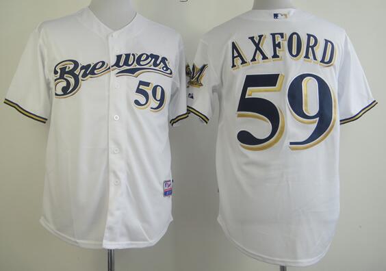 Milwaukee Brewers AXFORD 59 white men baseball mlb Jerseys