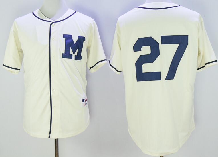 Milwaukee Brewers Carlos Gomez 27 beige men baseball mlb Jersey