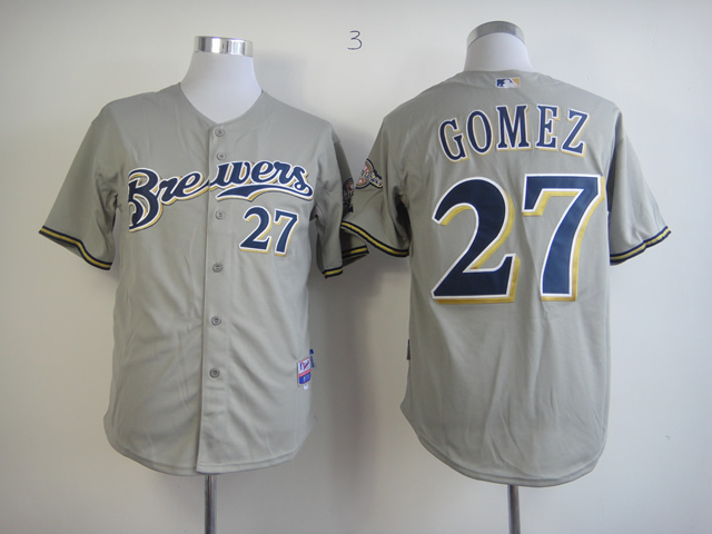 Milwaukee Brewers Carlos Gomez 27 gray men baseball mlb Jersey