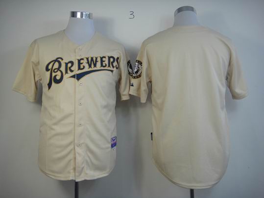 Milwaukee Brewers beige blank men baseball mlb Jersey