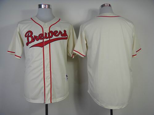 Milwaukee Brewers blank beige men baseball mlb jersey