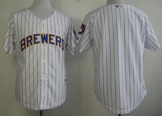 Milwaukee Brewers blank white stripe men baseball mlb Jerseys