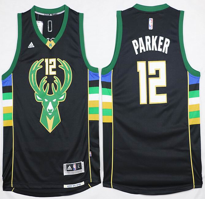 Milwaukee Bucks 12 Jabari Parker black Adidas men nba basketball Jerseys