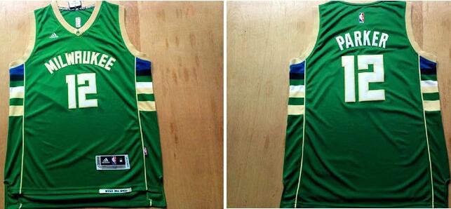 Milwaukee Bucks 12 Jabari Parker green Adidas men nba basketball Jersey