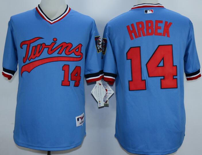 Minnesota Twins 14 Hrbek blue throwback men baseball mlb jersey