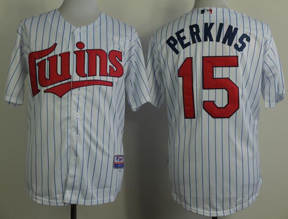 Minnesota Twins 15 Glen Perkins White Blue stripes men baseball mlb jersey