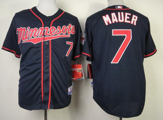 Minnesota Twins 7 Joe Mauer Blue men baseball mlb jersey