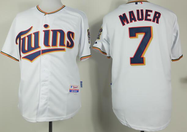 Minnesota Twins 7 Joe Mauer white men baseball mlb jersey