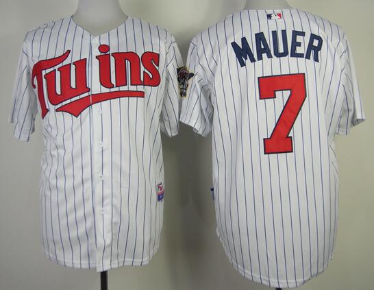 Minnesota Twins 7 Joe Mauer white mlb Jersey