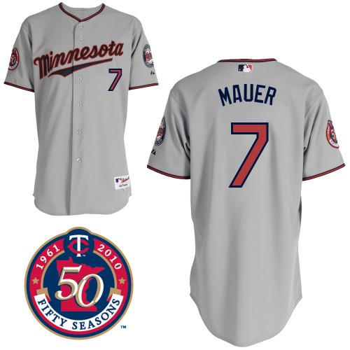 Minnesota Twins 7 Mauer Grey men baseball mlb jersey