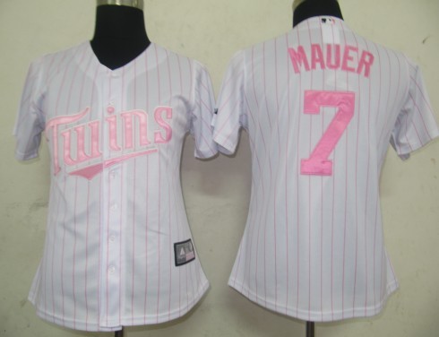 Minnesota Twins 7 Mauer White MLB Women Jerseys